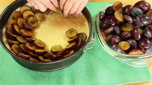 Zwetschgenkuchen Zubereitung Teig belegen