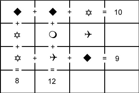 Mathe Mathematik Rätsel mit magischem Viereck