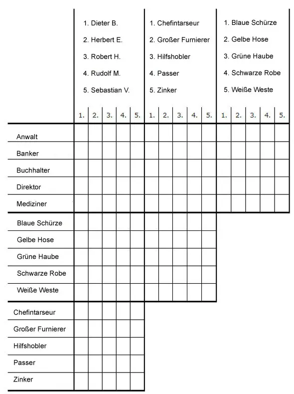 Logiktabelle Logiktrainer Geheime Gesellschaft