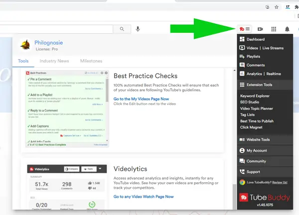 SEO Tool TubeBuddy für YouTube