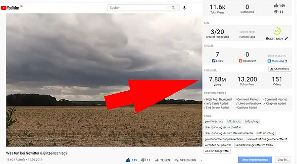 SEO Videos analysieren mit Videolytics auf YouTube