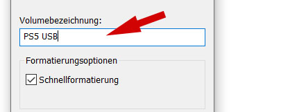 Namen für externes Laufwerk ändern