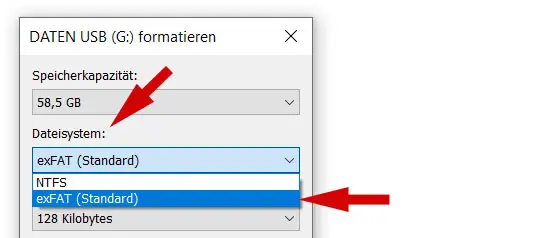 Formatierung des Datenträgers überprüfen