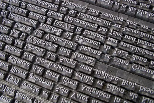 Gutenberg Druck mit beweglichen Lettern