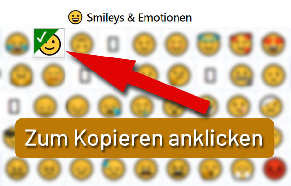 Emojis zum Kopieren aussuchen und einbauen