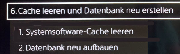 PS5 Cache leeren Datenbank neu aufbauen