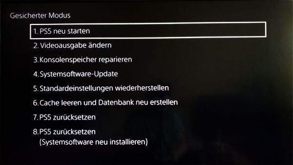PS5 Gesicherter Modus Überblick