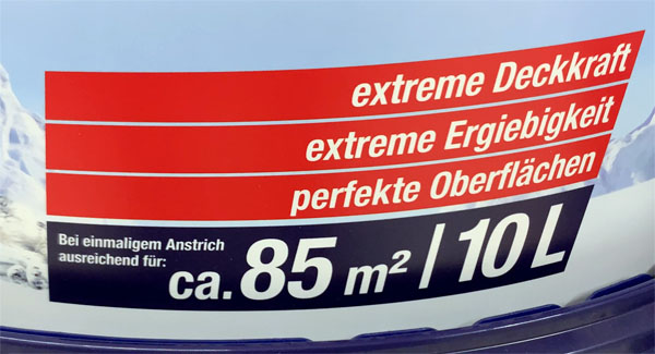 Wandfarbe Ergiebigkeit