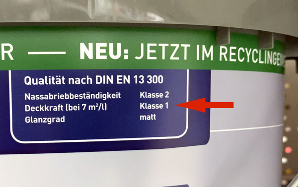 gute Deckkraft Deckkraftklasse 1