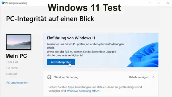 Windows 11 Kompatibilität testen App
